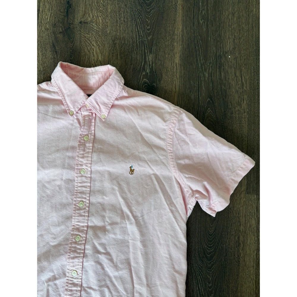 Polo Ralph Lauren Mens Pink Oxford Short Sleeve Button Down Shirt Classic Fit M